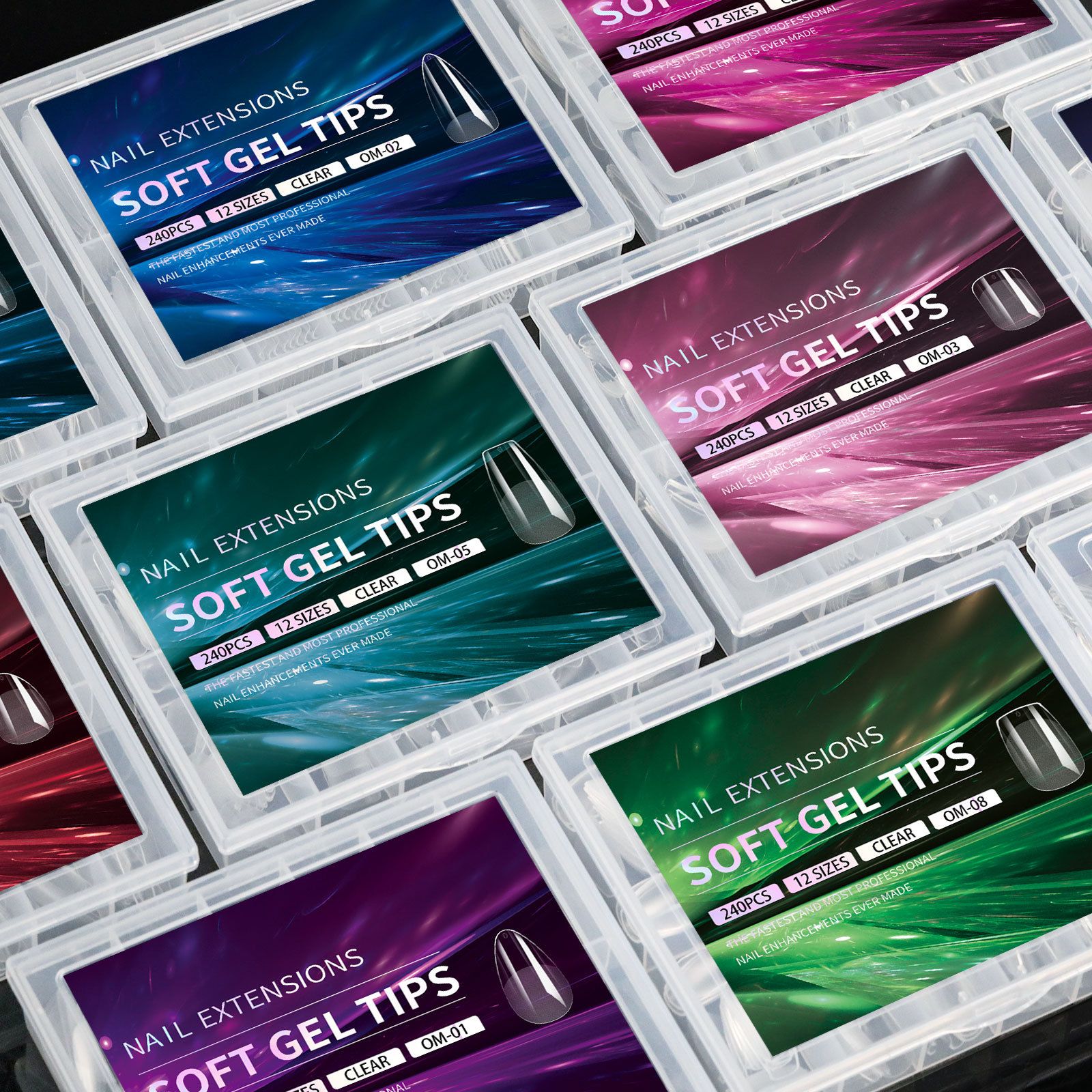 Luxury False Nail Tips Soft Gel Fingertip Semi-matte Capsules Almond French Coffin Full Cover Artificial Fake Nails Extension E0124