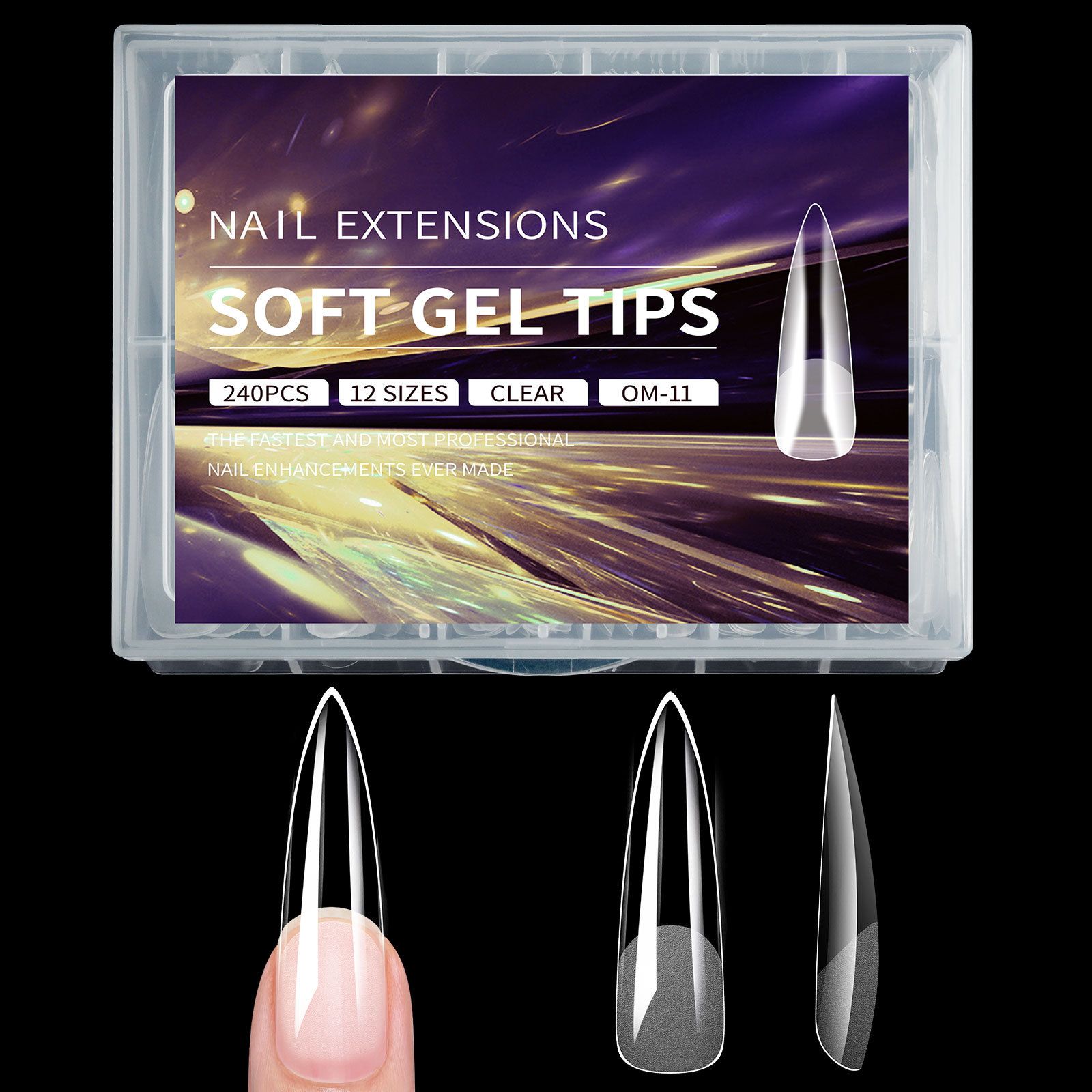 Luxury False Nail Tips Soft Gel Fingertip Semi-matte Capsules Almond French Coffin Full Cover Artificial Fake Nails Extension E0124