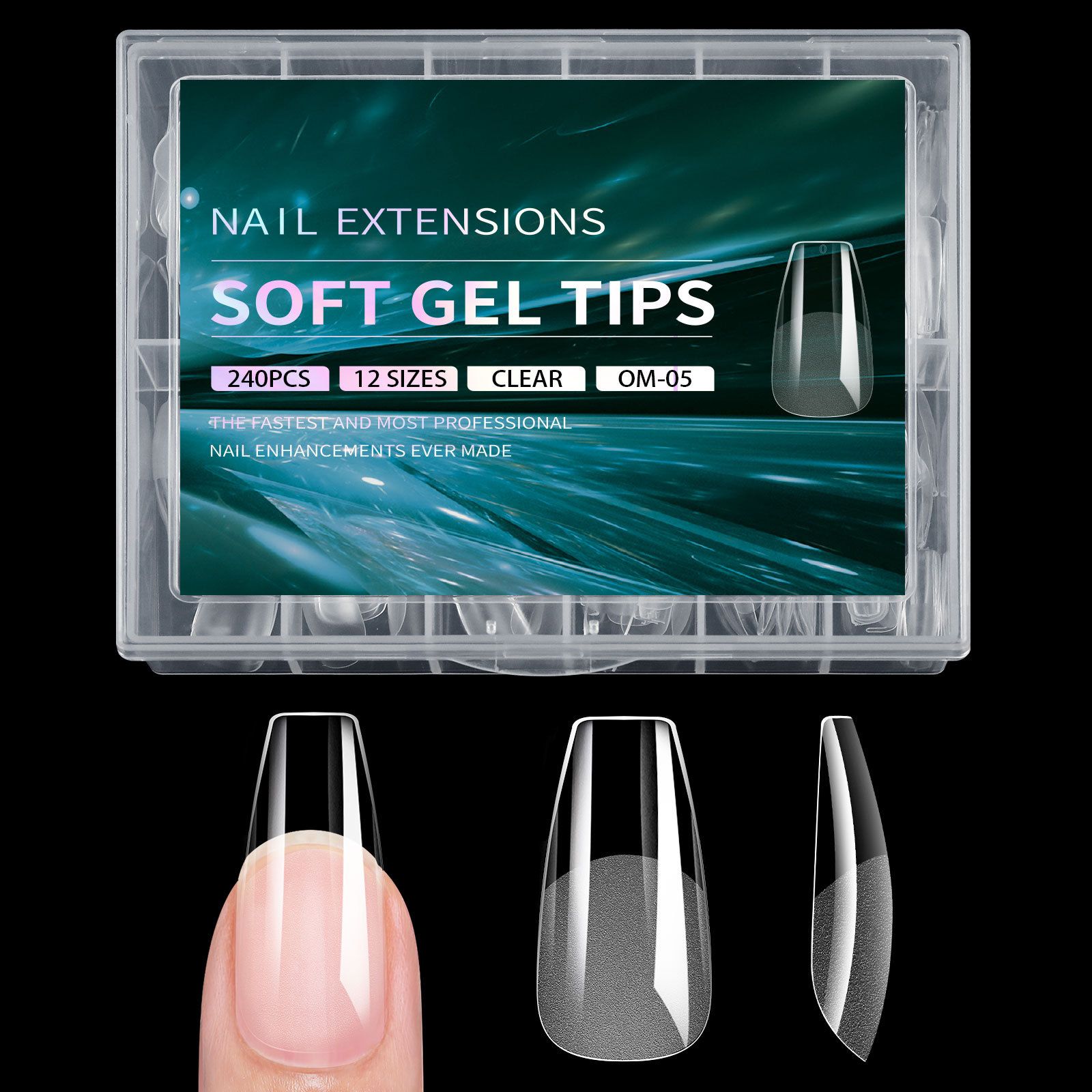 Luxury False Nail Tips Soft Gel Fingertip Semi-matte Capsules Almond French Coffin Full Cover Artificial Fake Nails Extension E0124