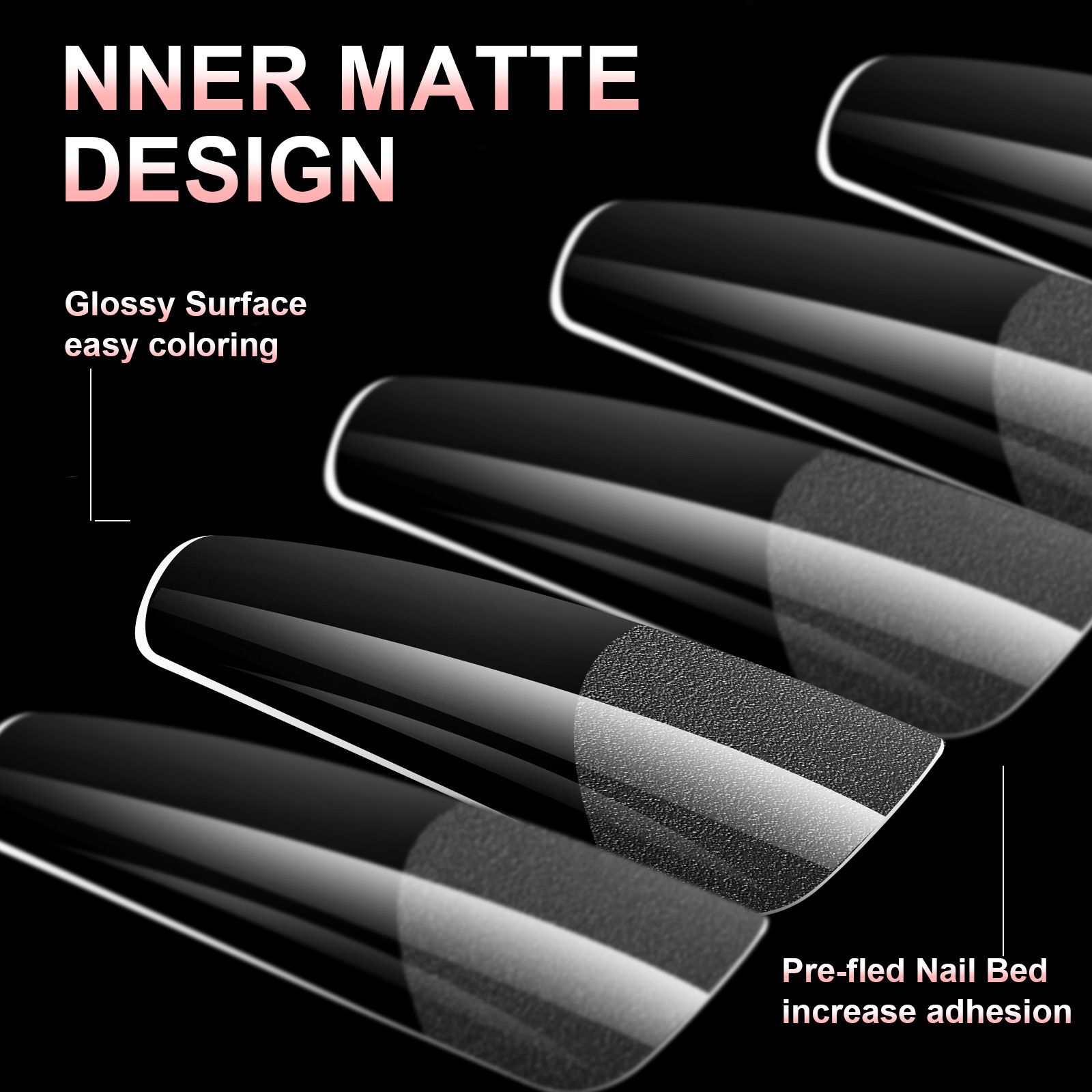 100Pcs Short Almond Half Matte Nail Tips Soft Gel Nail Tips Glossy Full Cover False Nail Tips For Acrylic Nails Manicure Salon E0199