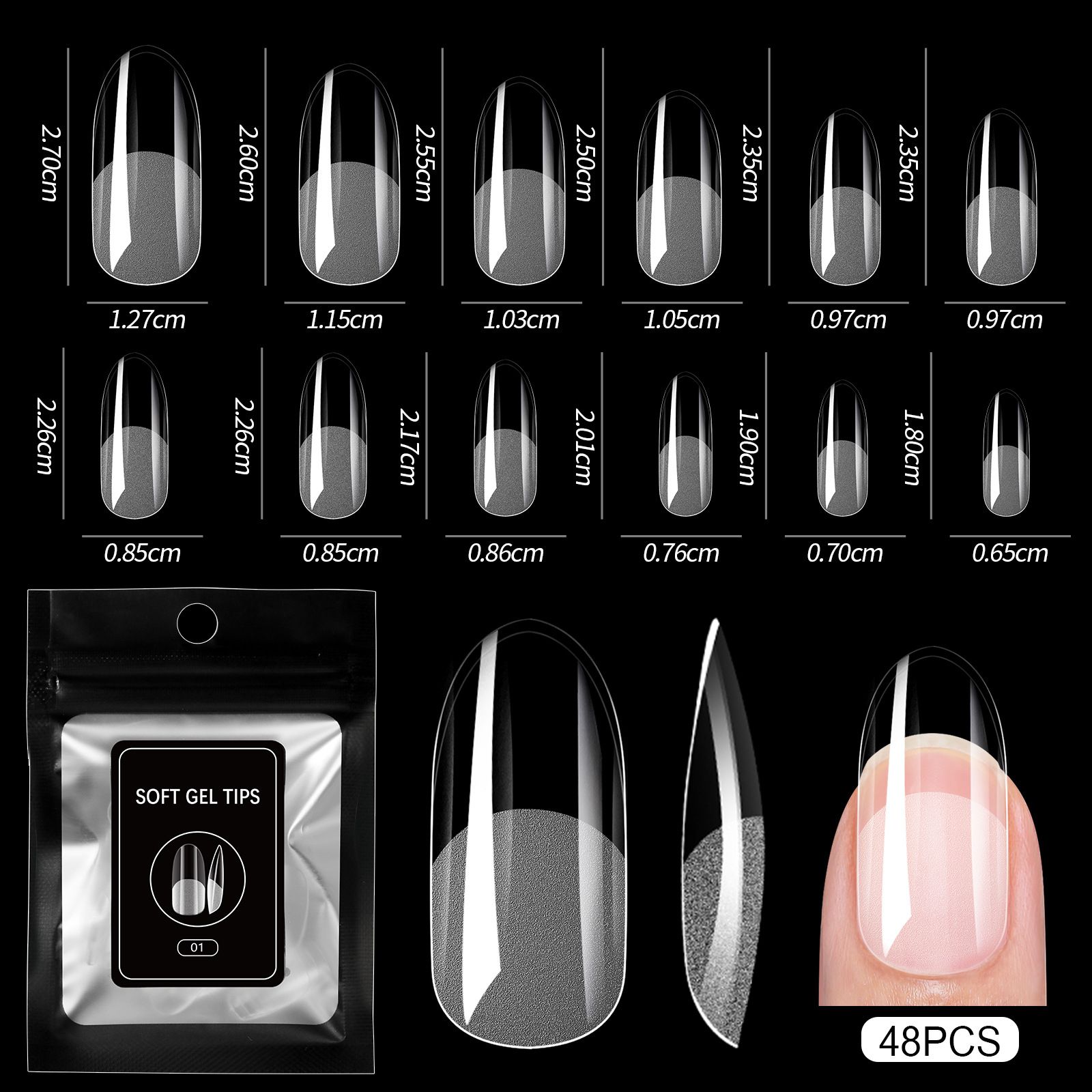 48pcs Clear False Toes Nails French Square Nature White Full Cover Fake Toe Nails Feet Nail Tips Artificial Press on Toenails E0132