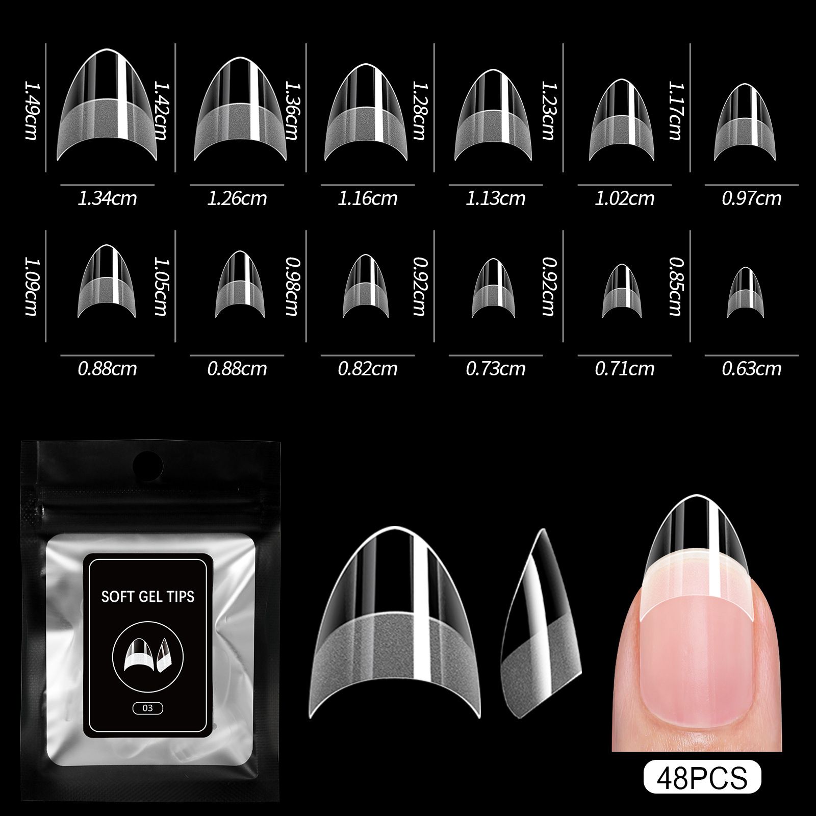 48pcs Clear False Toes Nails French Square Nature White Full Cover Fake Toe Nails Feet Nail Tips Artificial Press on Toenails E0132