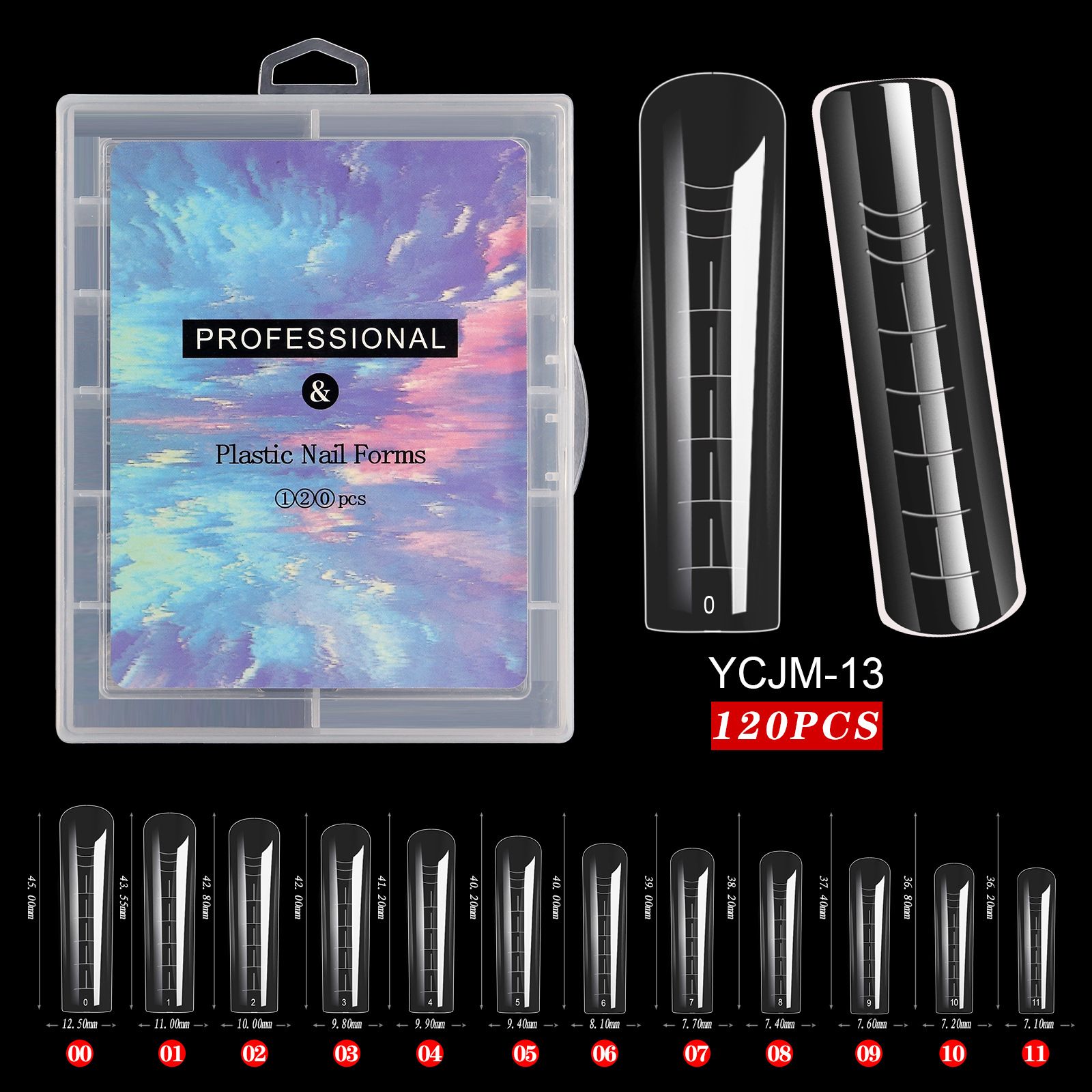 120 Pcs/Set Clear Dual Forms False Nails Full Cover Quick Building Gel Mold Tips Nail Extension Molds Upper Forms For Nails Tips E0133