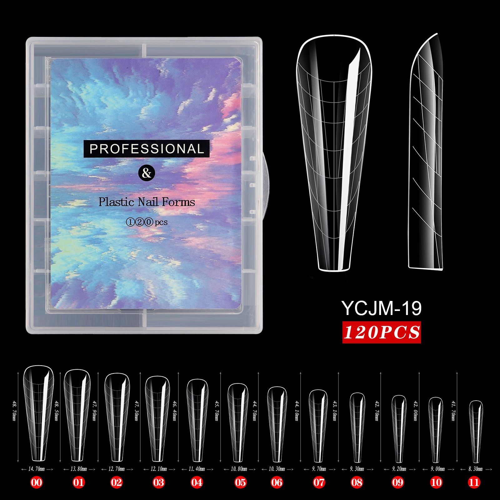 120 Pcs/Set Clear Dual Forms False Nails Full Cover Quick Building Gel Mold Tips Nail Extension Molds Upper Forms For Nails Tips E0133