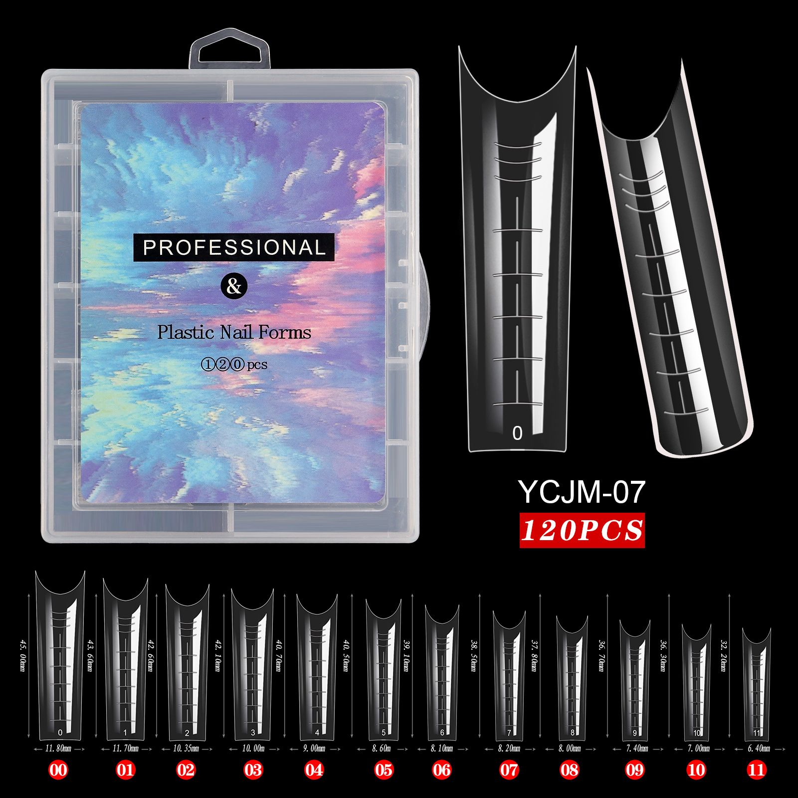 120 Pcs/Set Clear Dual Forms False Nails Full Cover Quick Building Gel Mold Tips Nail Extension Molds Upper Forms For Nails Tips E0133