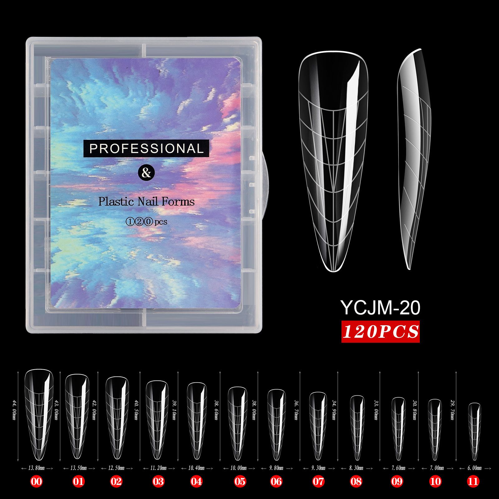 120 Pcs/Set Clear Dual Forms False Nails Full Cover Quick Building Gel Mold Tips Nail Extension Molds Upper Forms For Nails Tips E0133