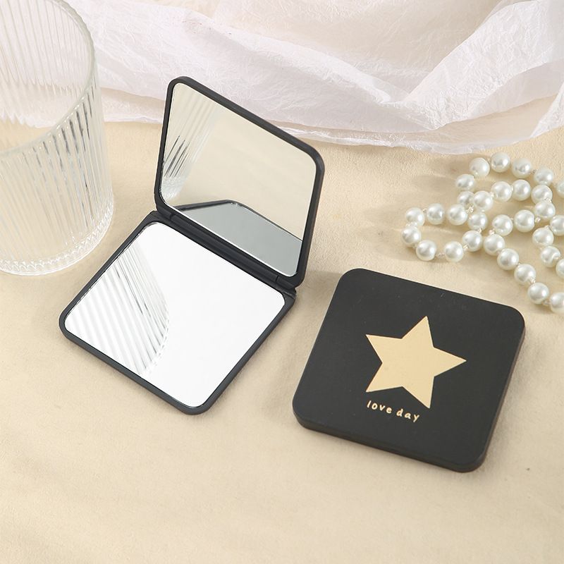 Portable Hand Mirrors Double-sided Compact Mirror Pocket Cosmetic Mirror Foldable Makeup Mirror Mini Square Makeup Vanity E0603
