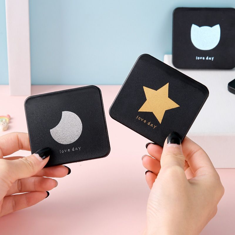 Portable Hand Mirrors Double-sided Compact Mirror Pocket Cosmetic Mirror Foldable Makeup Mirror Mini Square Makeup Vanity E0603