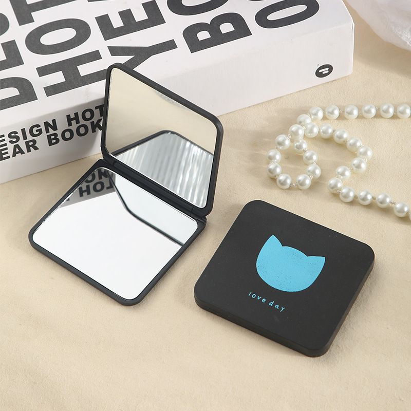 Portable Hand Mirrors Double-sided Compact Mirror Pocket Cosmetic Mirror Foldable Makeup Mirror Mini Square Makeup Vanity E0603