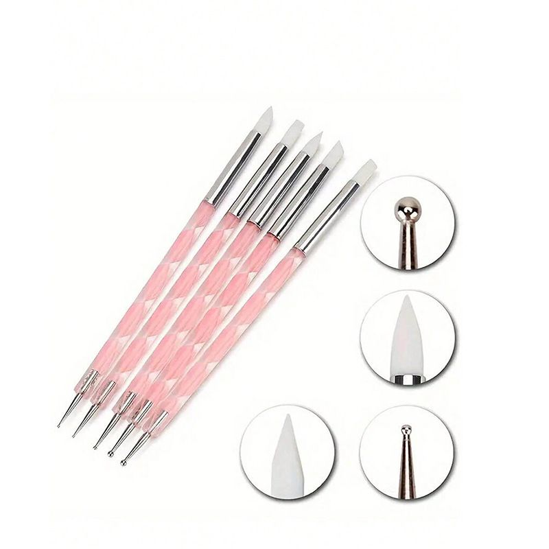 5/15pcs Nail Art Pen Double Head Silicone Flower Sculpting Pen Adjustable Glue Stick Embossing Pen Nail Art Brush Home Tool E0172