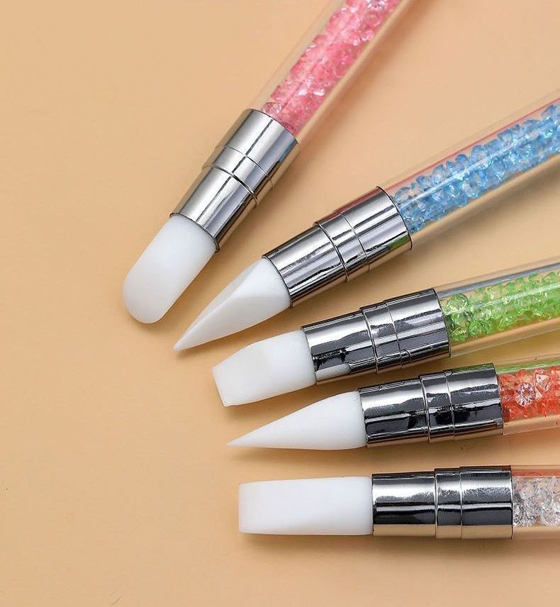 5/15pcs Nail Art Pen Double Head Silicone Flower Sculpting Pen Adjustable Glue Stick Embossing Pen Nail Art Brush Home Tool E0172