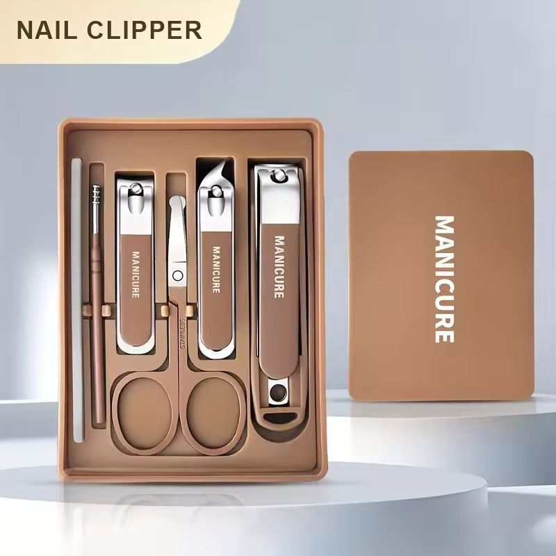 5/7/9PCS Nail Clippers Set with Glass Nail File Stainless Steel Nail Clippers Fingernail Clipper Cutter Manicure Set E0173