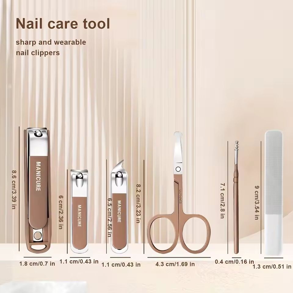 5/7/9PCS Nail Clippers Set with Glass Nail File Stainless Steel Nail Clippers Fingernail Clipper Cutter Manicure Set E0173