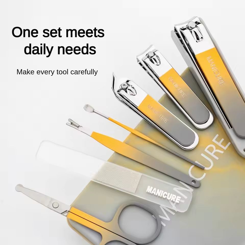 5/7/9PCS Nail Clippers Set with Glass Nail File Stainless Steel Nail Clippers Fingernail Clipper Cutter Manicure Set E0173