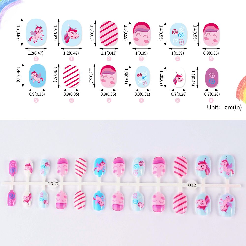 24Pcs/Strip Pink Detachable Child False Nails Tip Kawaii Cartoon Strawberry Acrylic Artificial Full Cover Press On Nail for Girl E0103A