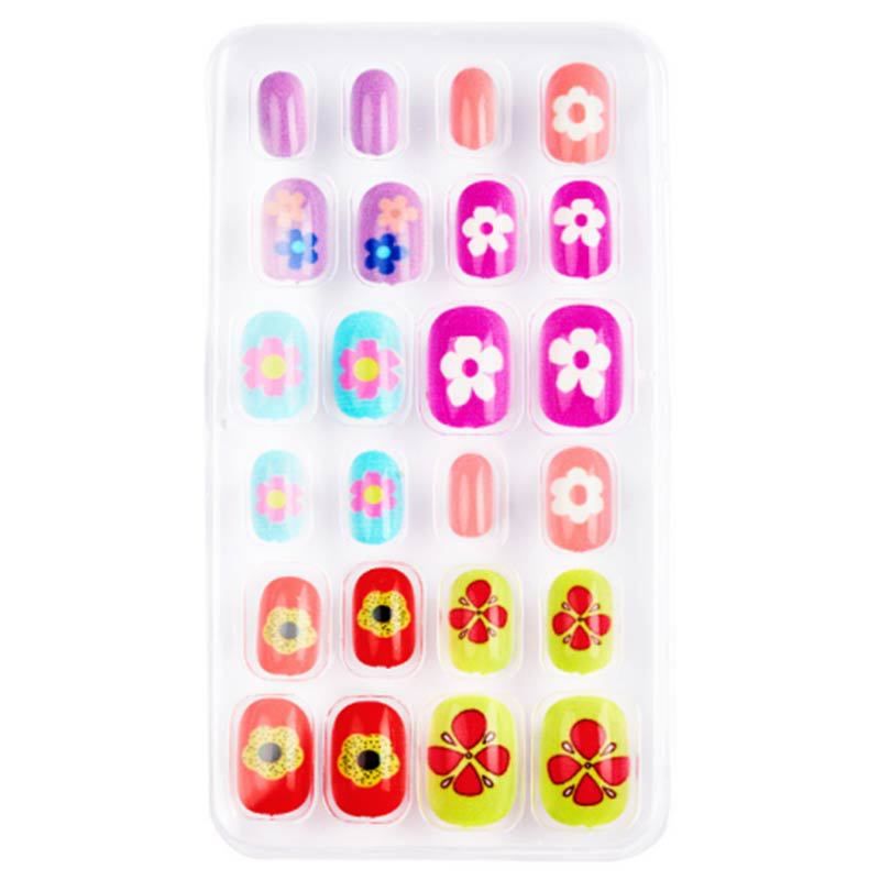 Children Press on Nails,24 Pcs Fake Nails Tips for Kids Acrylic Nails Pre-glue Full Cover Short False Nails Cute Fingernails E0108A