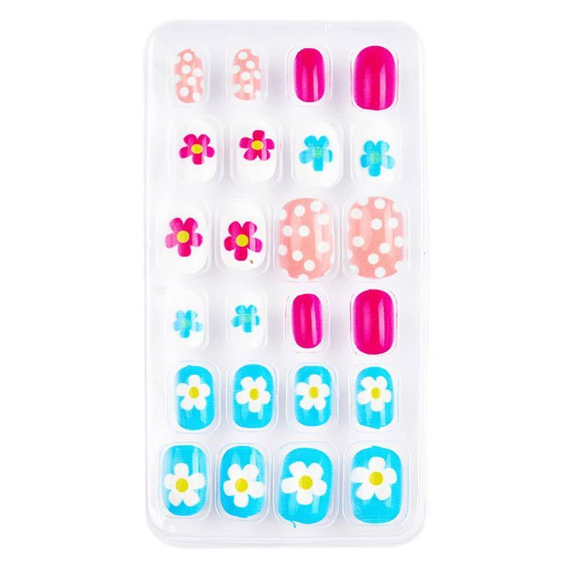 Children Press on Nails,24 Pcs Fake Nails Tips for Kids Acrylic Nails Pre-glue Full Cover Short False Nails Cute Fingernails E0108A