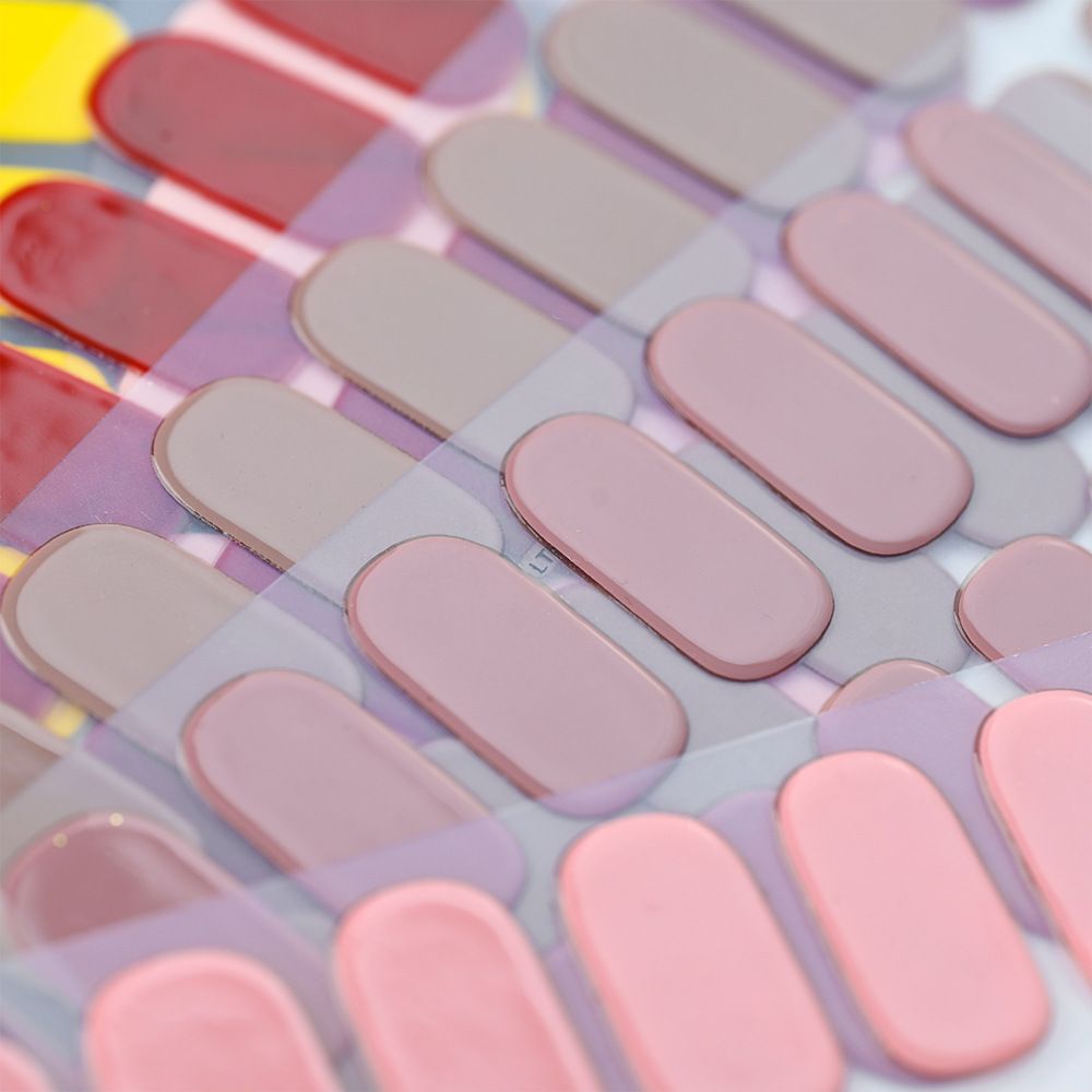 16Tips  Gel Nail Sticker Pure Color Semi-Cured Gel Nail Wrap Fashion Color Long Lasting Full Cover Waterproof Nail Gel Sticker Wraps Manicu E0110A