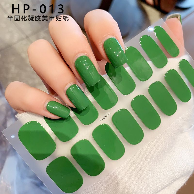 16Tips  Gel Nail Sticker Pure Color Semi-Cured Gel Nail Wrap Fashion Color Long Lasting Full Cover Waterproof Nail Gel Sticker Wraps Manicu E0110A