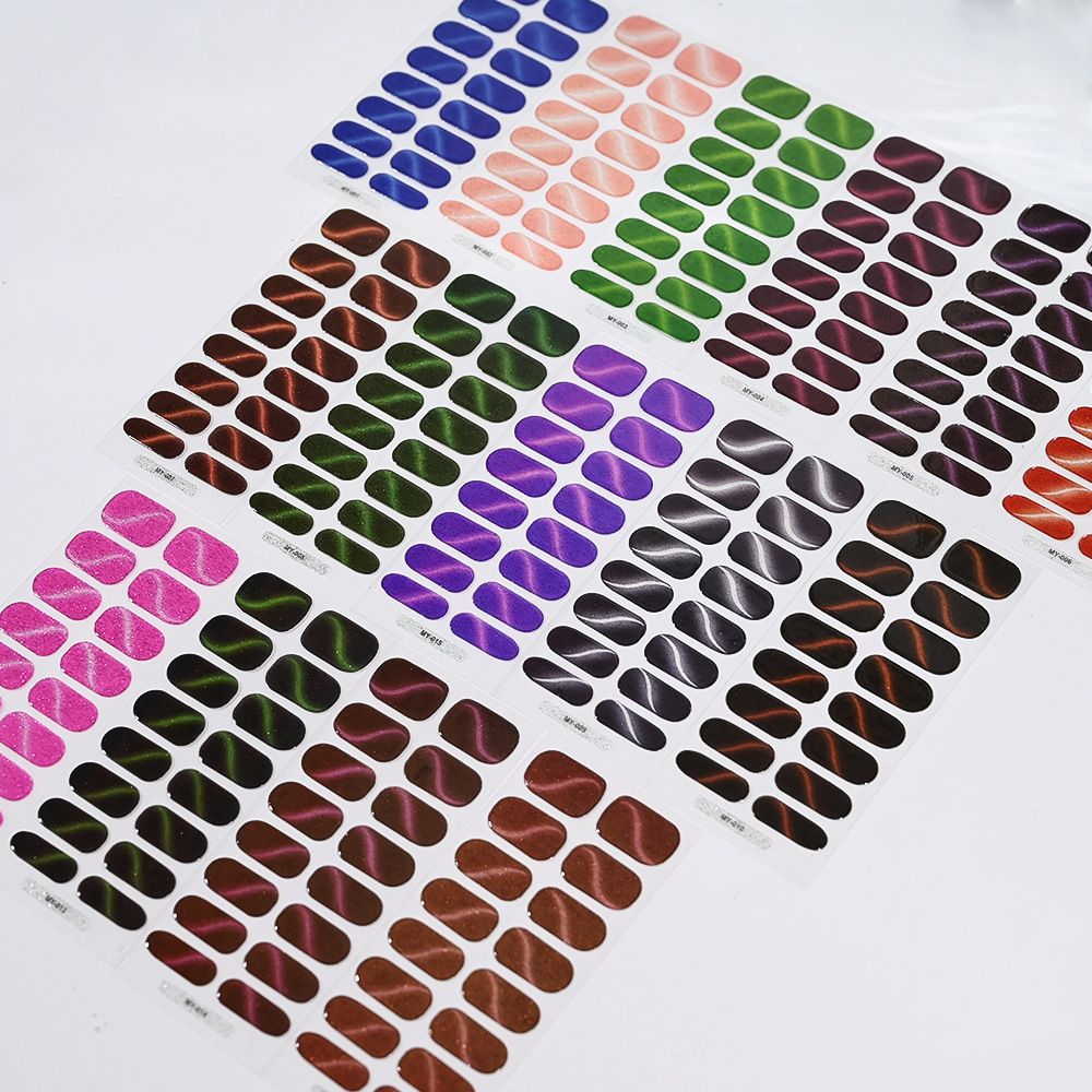 16Tips Semi-Cured Gel Nail Sticker Pure Color UV/LED Lamp Gel Nail Polish Wraps Long-Lasting Full Cover Gel Sticker Nail Decor E0111A