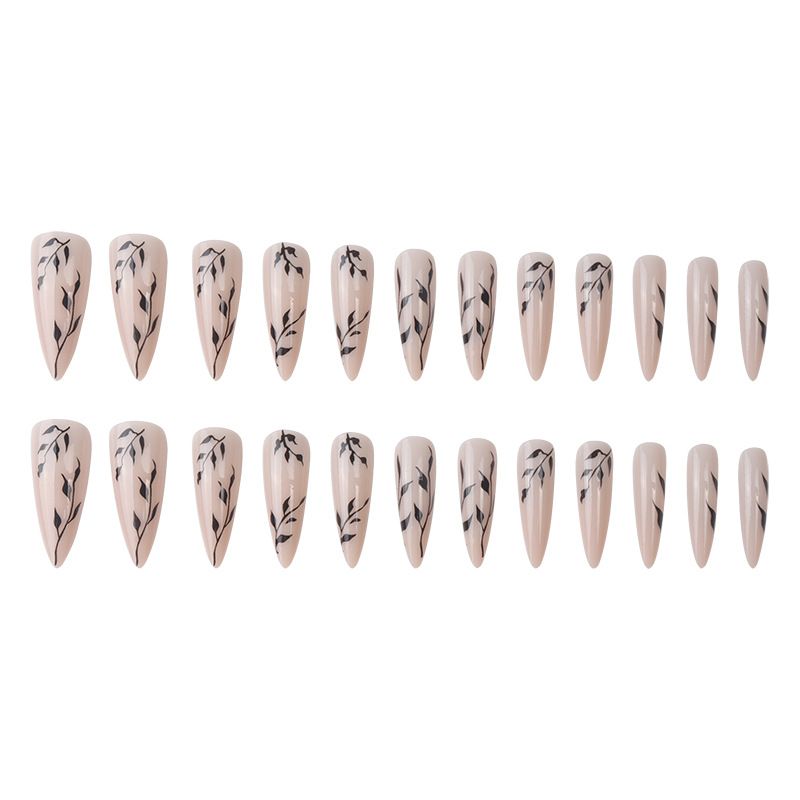 24pcs/set Medium long fake nails Gradient pink red blue flowers heart for Autumn Winter almond ballet tips press on false nail E0112A view 8