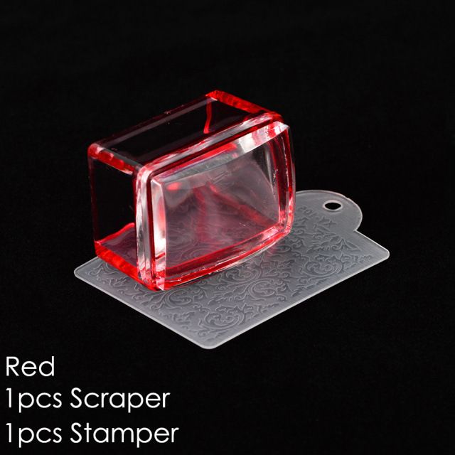 Transparent Nail Stamper With Scraper Jelly Silicone Head Stamp For French Nails Printing Nail Art Stamping Plate Manicure E0178