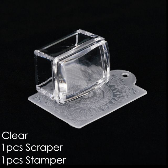 Transparent Nail Stamper With Scraper Jelly Silicone Head Stamp For French Nails Printing Nail Art Stamping Plate Manicure E0178