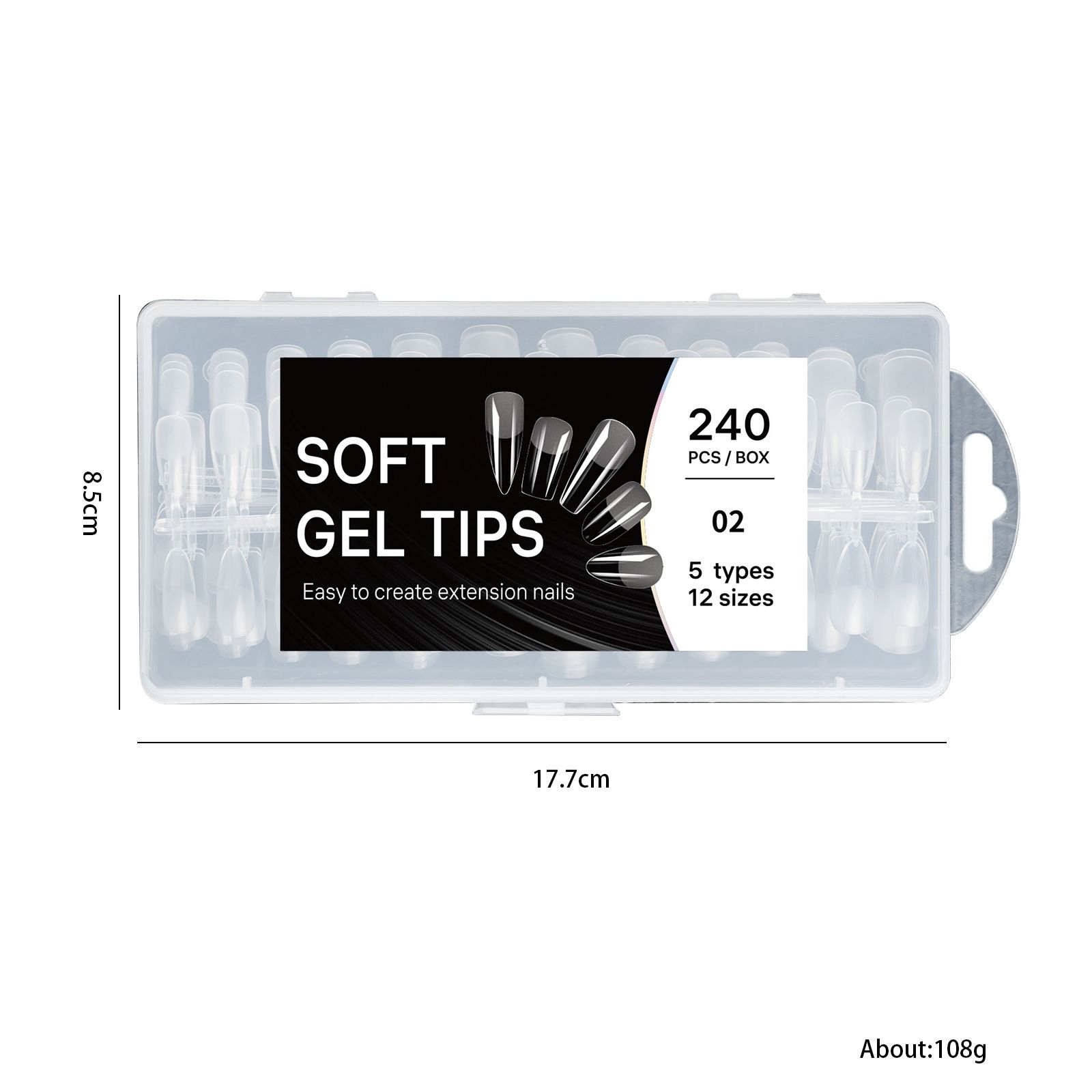 5 In 1 Boxed False Nail Tips Soft Gel Full Cover Semi-matte Capsules Almond French Coffin Fake Nails Extension Press On Nails E0139