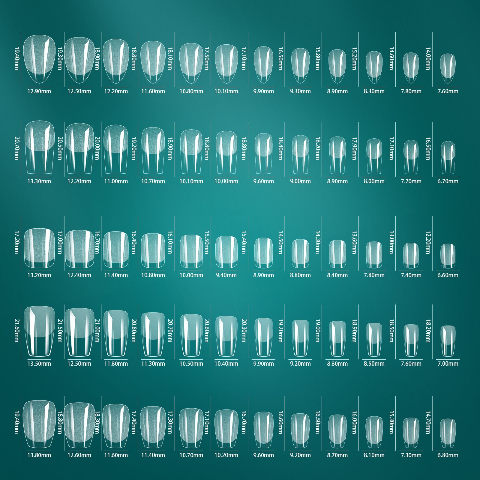 5 In 1 Boxed False Nail Tips Soft Gel Full Cover Semi-matte Capsules Almond French Coffin Fake Nails Extension Press On Nails E0139