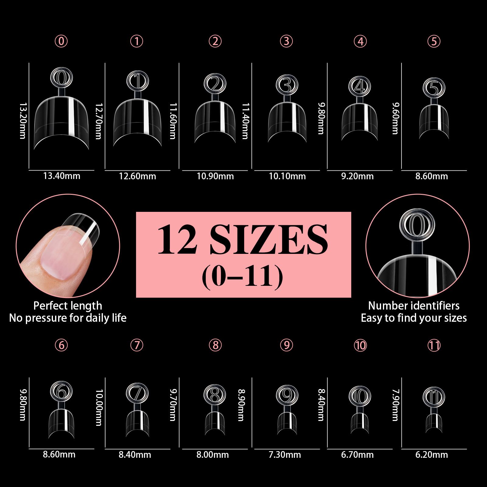 600PCS Short Nail Tips Oval Half Cover False Tips Press On Nails Almond Mixed Size Short Style Ultra Thin Traceless Nail Tips E0161