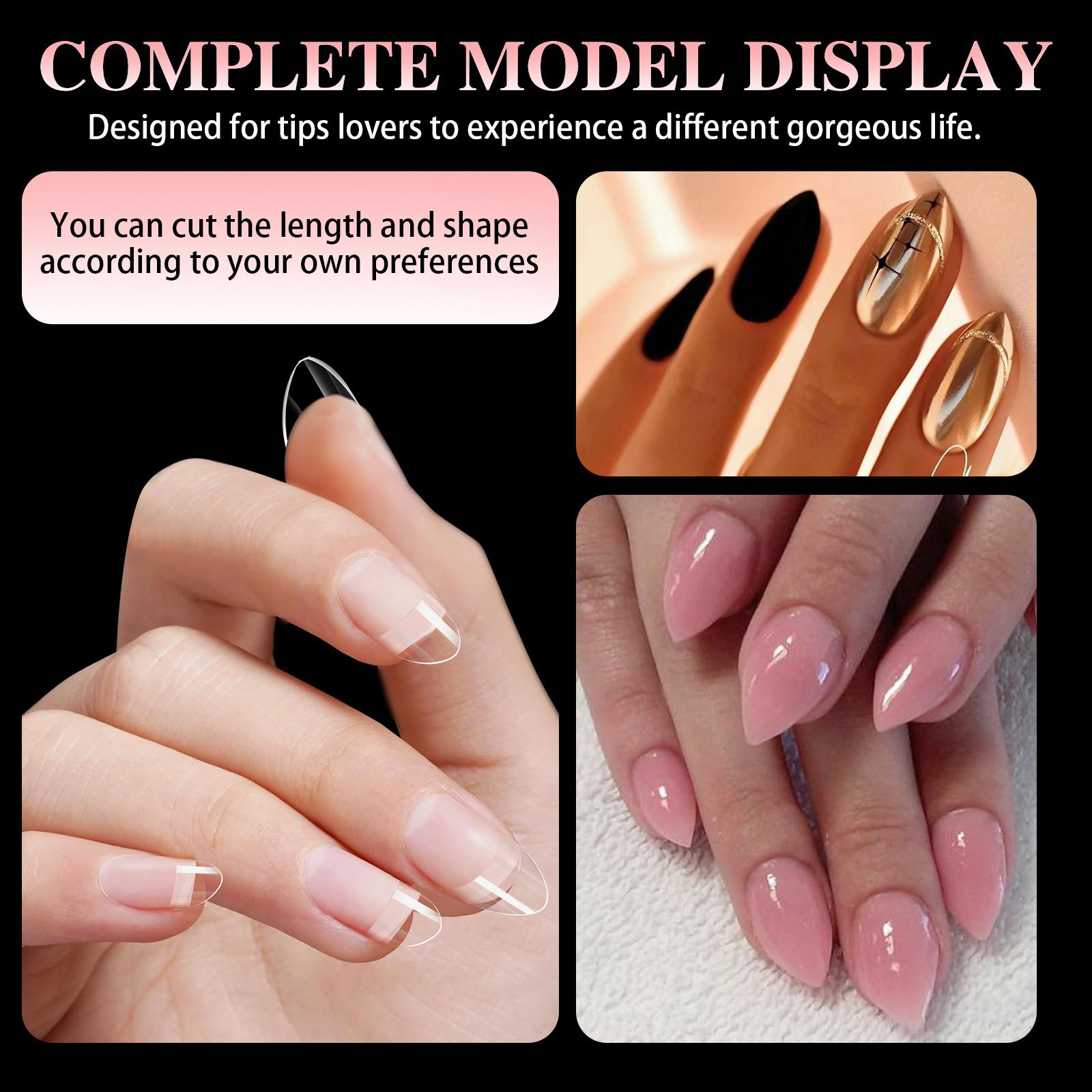 600PCS Short Nail Tips Oval Half Cover False Tips Press On Nails Almond Mixed Size Short Style Ultra Thin Traceless Nail Tips E0161