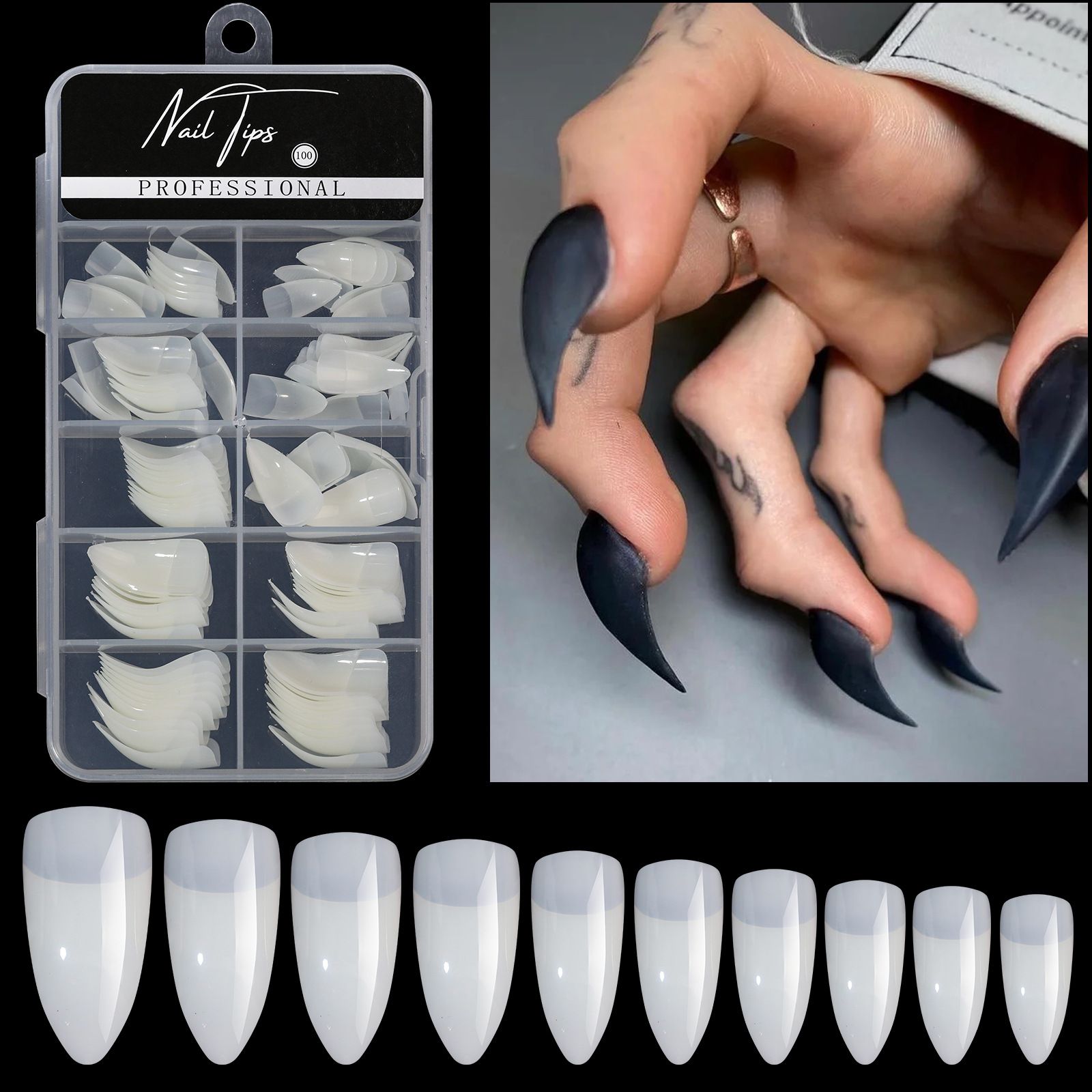 100Pcs Short Almond Half Matte Nail Tips Soft Gel Nail Tips Glossy Full Cover False Nail Tips For Acrylic Nails Manicure Salon E0199
