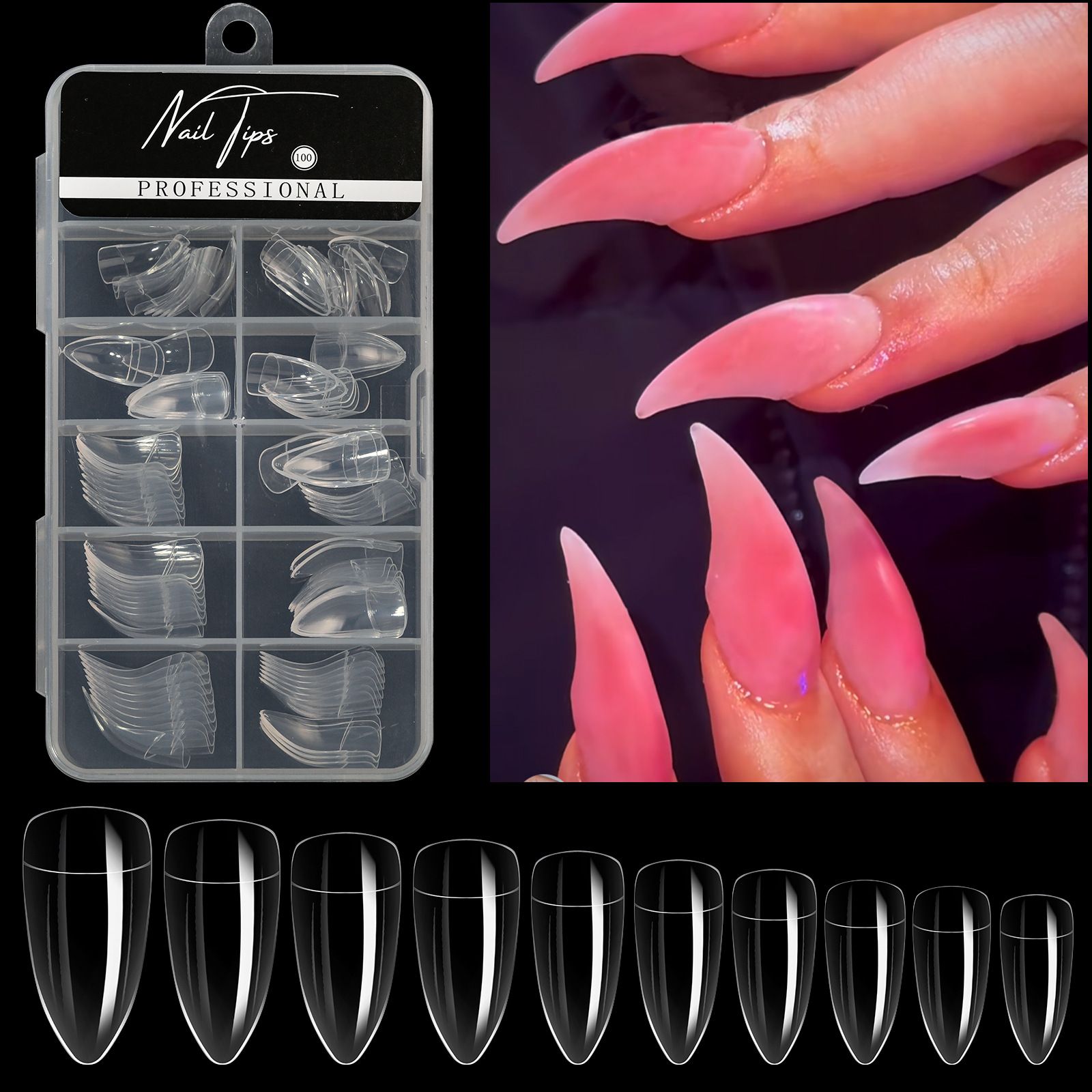 100Pcs Short Almond Half Matte Nail Tips Soft Gel Nail Tips Glossy Full Cover False Nail Tips For Acrylic Nails Manicure Salon E0199
