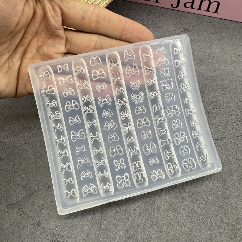 1Pcs 3D Bowknot Silicone Nail Art Mold 90Shapes Sweet Ribbon Nails Templates DIY Design Manicure Stencils For Nail Charms Molds E0116A