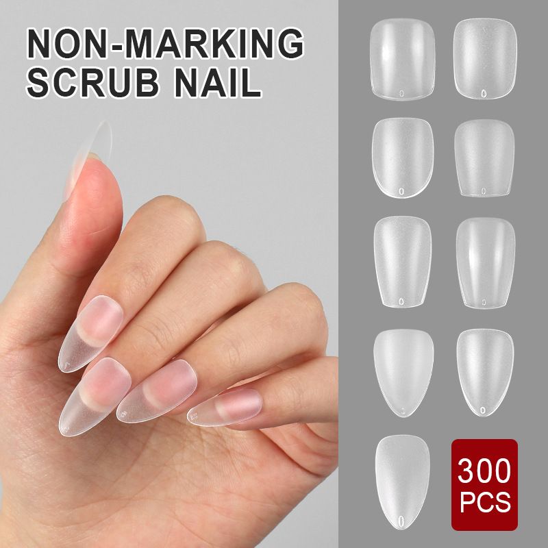 New 300pcs Matte Fake Nails NO Polishing Press on False Nails Medium Short Design High Matt Soft Gel Nail Tips for Extension E0117A