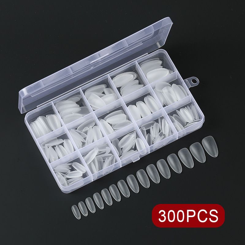 New 300pcs Matte Fake Nails NO Polishing Press on False Nails Medium Short Design High Matt Soft Gel Nail Tips for Extension E0117A