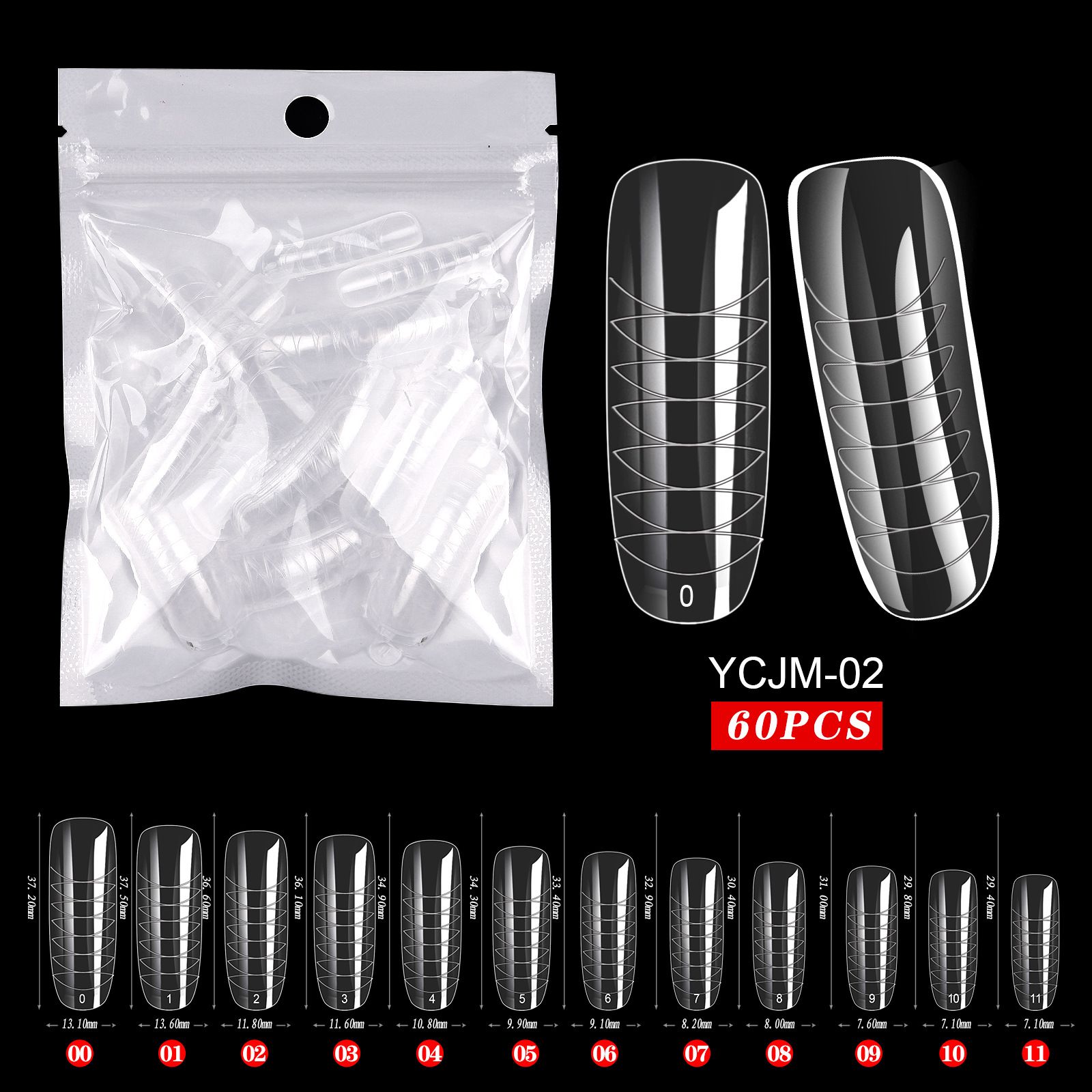 60pcs/Bag Extension Nail Forms For UV Gel Polish Quick Building Mold Acrylic False Nail Art Tips Dual System Manicure Accessory E0158