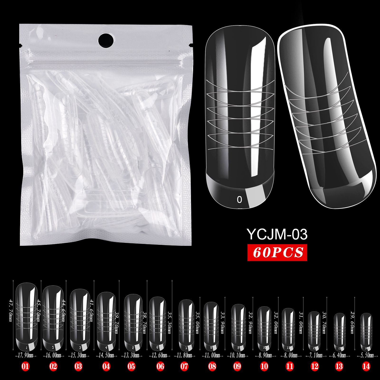 60pcs/Bag Extension Nail Forms For UV Gel Polish Quick Building Mold Acrylic False Nail Art Tips Dual System Manicure Accessory E0158