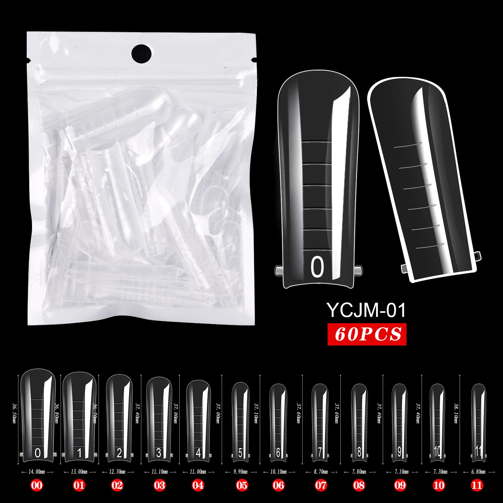 60pcs/Bag Extension Nail Forms For UV Gel Polish Quick Building Mold Acrylic False Nail Art Tips Dual System Manicure Accessory E0158