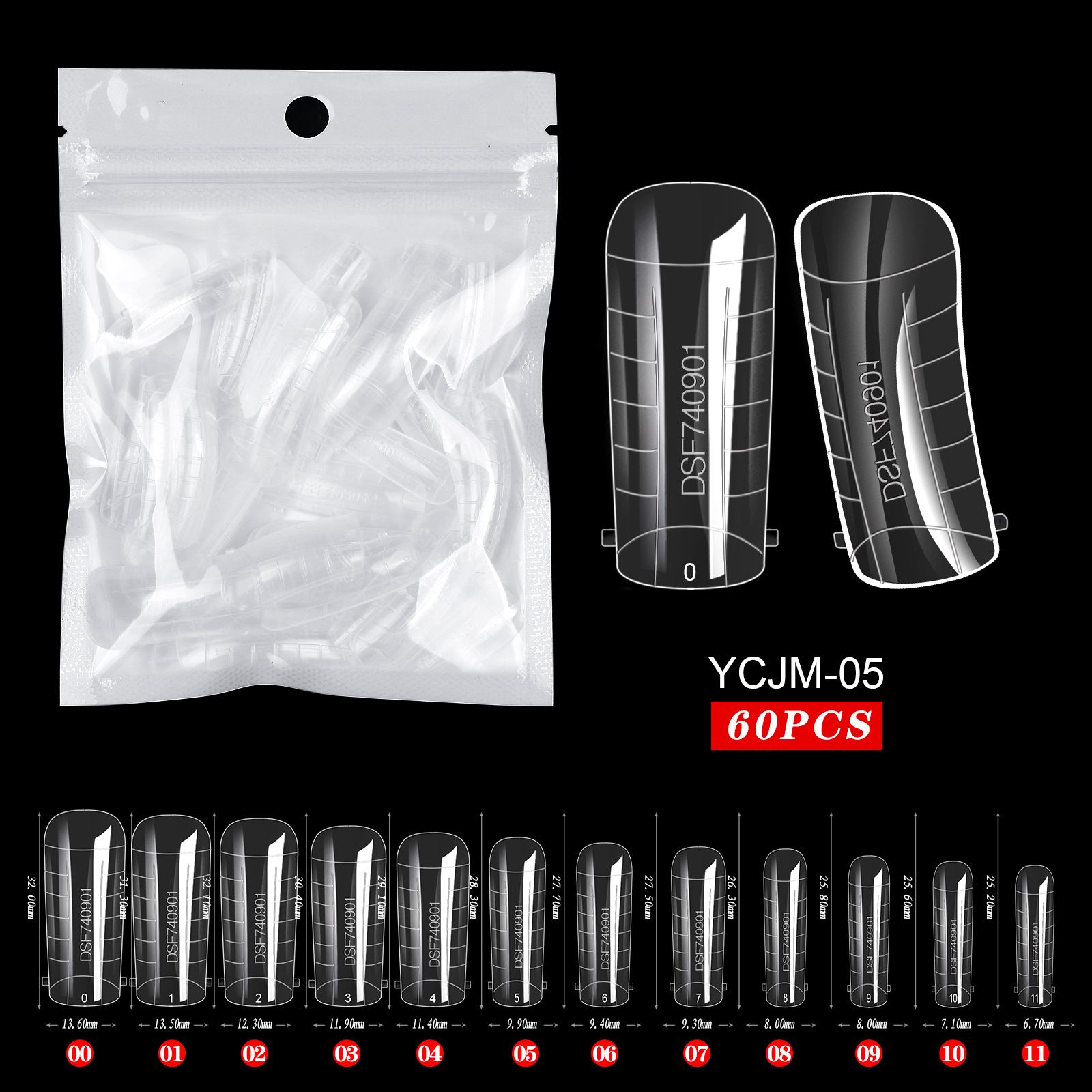 60pcs/Bag Extension Nail Forms For UV Gel Polish Quick Building Mold Acrylic False Nail Art Tips Dual System Manicure Accessory E0158