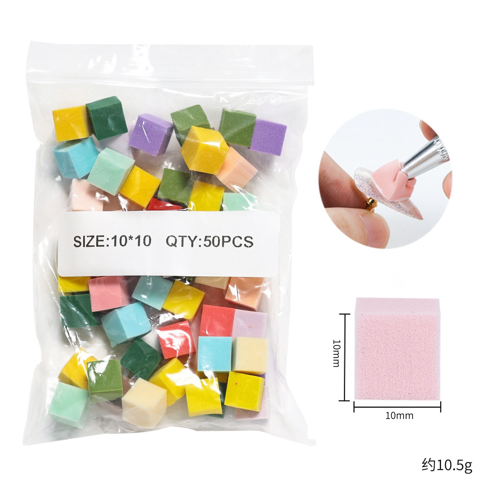 50Pcs Soft Nail Sponges for Ombre White Square Triangle Soft Sponge Nail Brush Gradient Makeup Sponge Manicure Nail Art Tools With Pen E0182