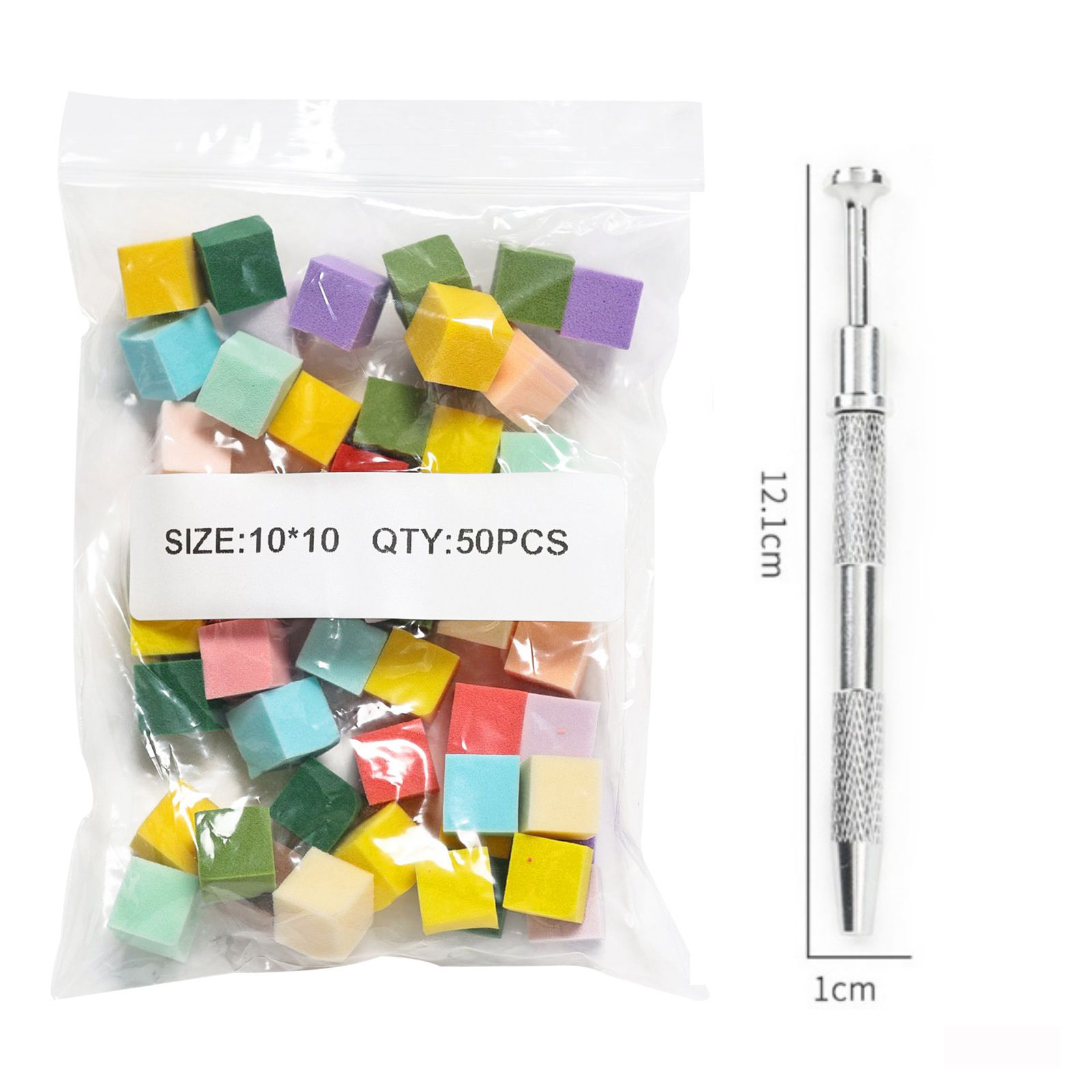 50Pcs Soft Nail Sponges for Ombre White Square Triangle Soft Sponge Nail Brush Gradient Makeup Sponge Manicure Nail Art Tools With Pen E0182