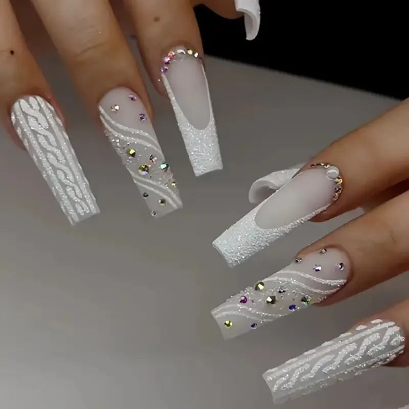 24pcs Heart Bow Press-On Nails Short Almond Black Fake Nail Y2K Full Coverage Nail Tips Removable Wearable Nail for Women&Girl E0171 view 4