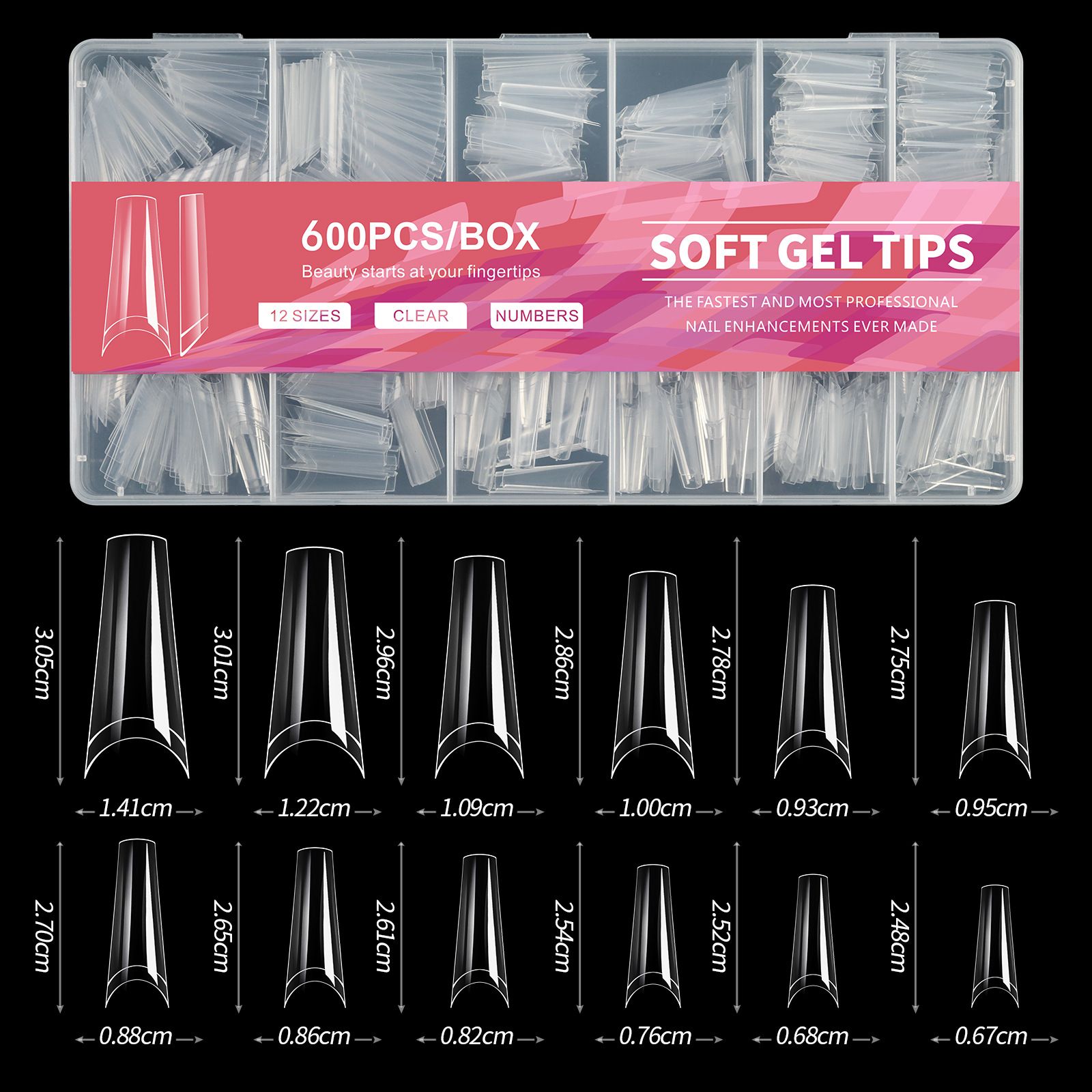 600Pcs Full Cover Press On Nail Tips Stiletto Almond Square Coffin French False Fake Soak Off Gel Nail Extension Tips Capsule E0124A