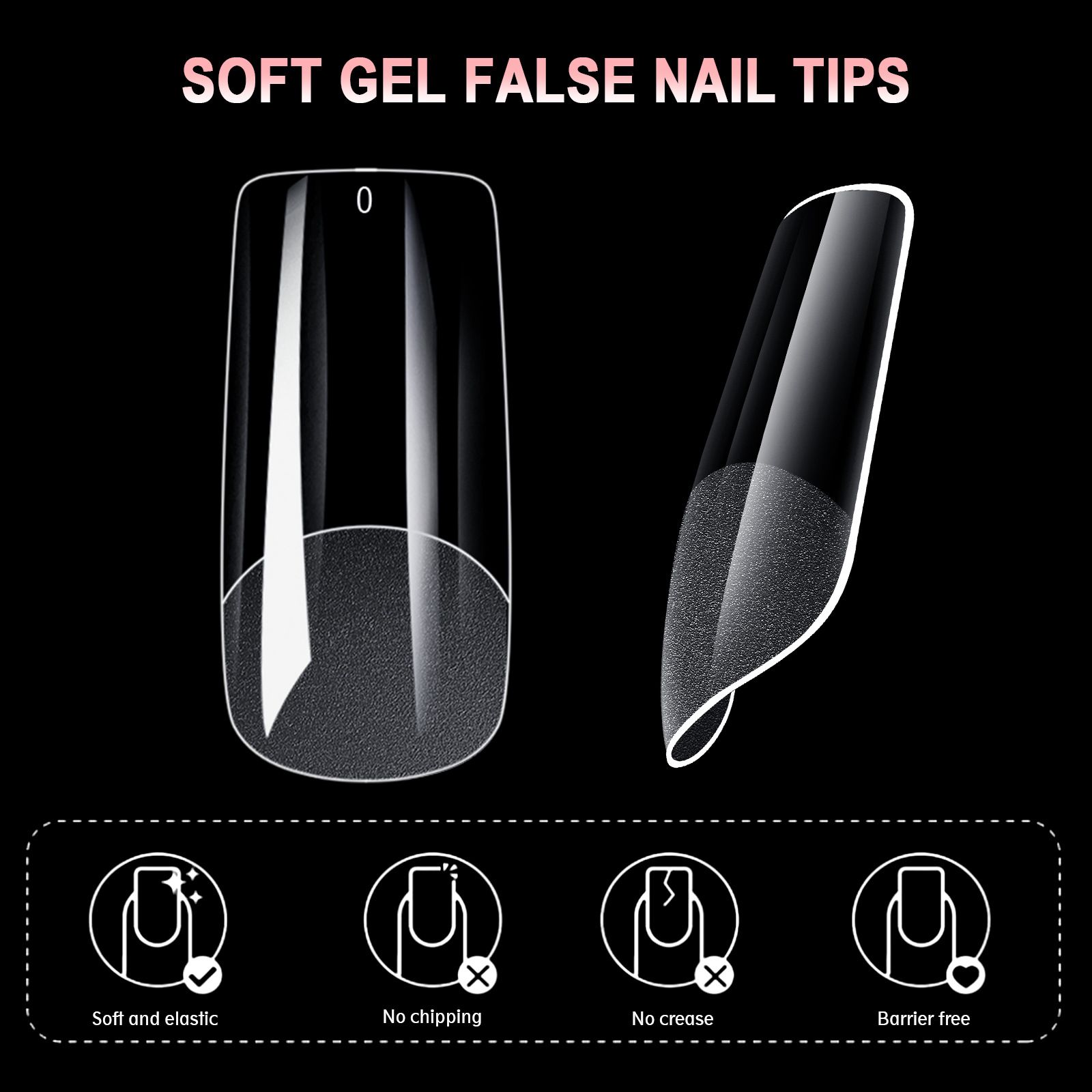 600Pcs Full Cover Press On Nail Tips Stiletto Almond Square Coffin French False Fake Soak Off Gel Nail Extension Tips Capsule E0124A
