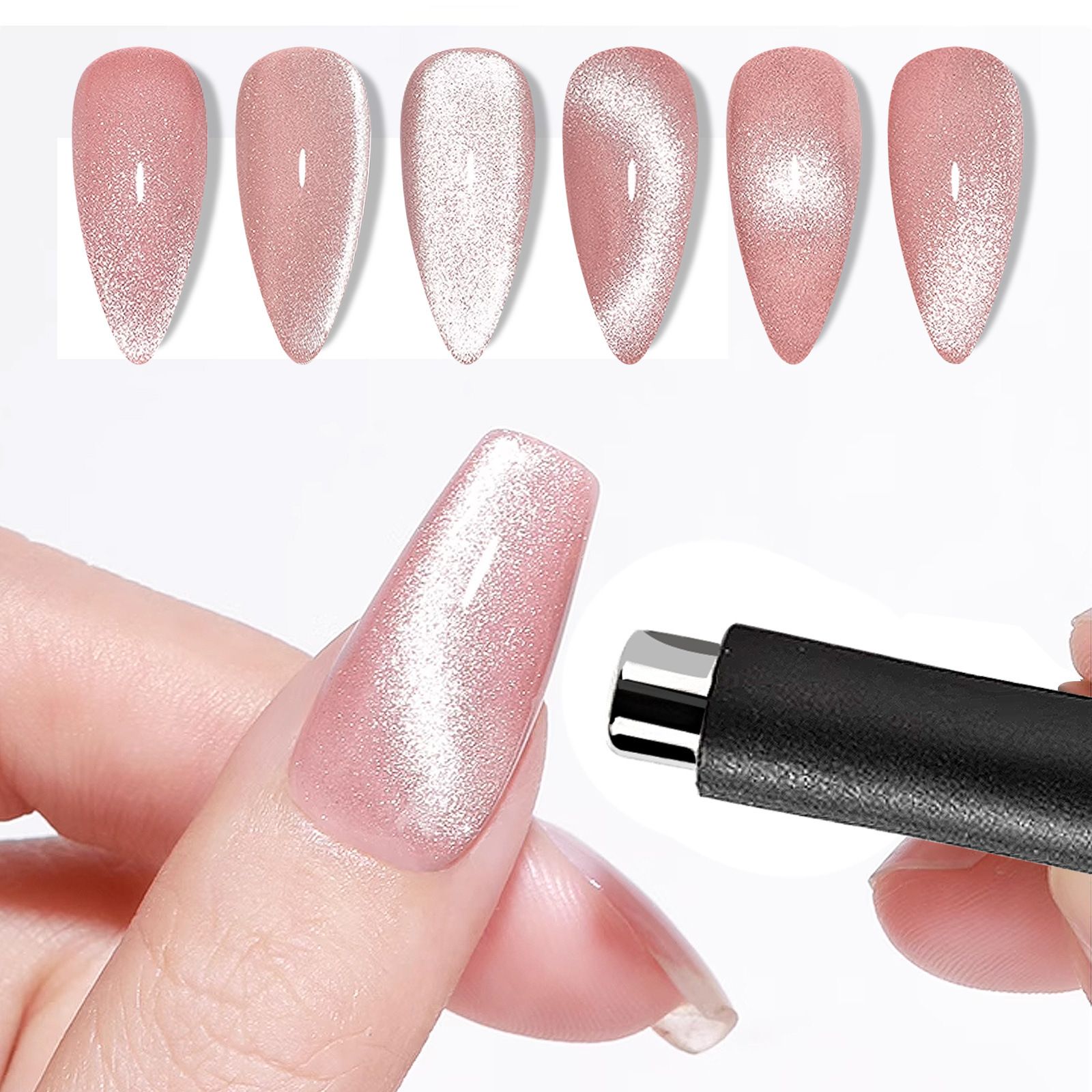 3 in 1 Cat Eye Effect Double 3D Love Heart Nail Magnet Line Moon Snake Pattern French Nail UV Attraction Magnetic Stick Manicure E0149