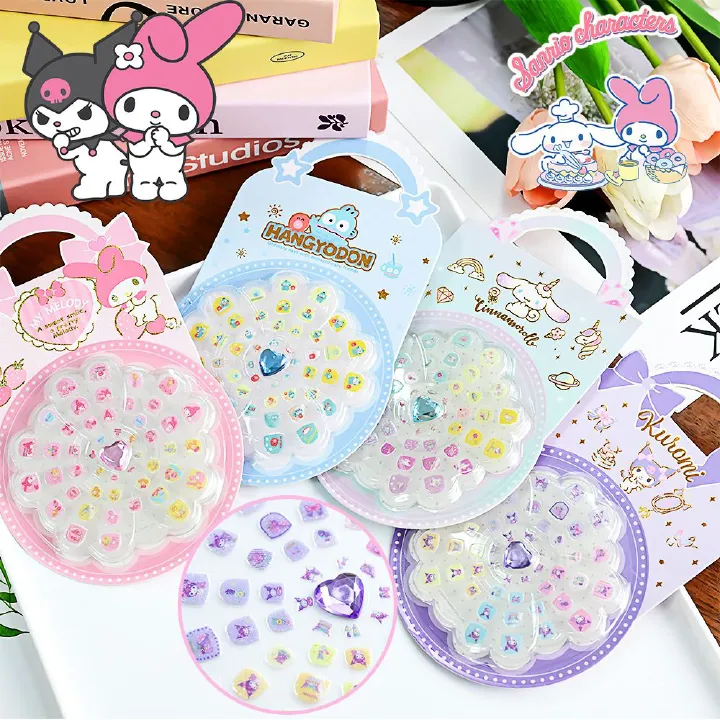 One Box Children's Nail Art Kit, Girls DIY Self-adhesive Backing Stickers, Cute My Melody Nail Tips
