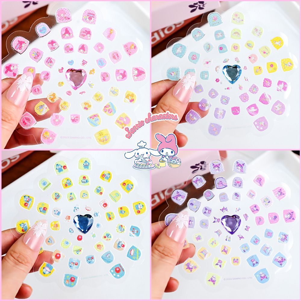 One Box Children's Nail Art Kit, Girls DIY Self-adhesive Backing Stickers, Cute My Melody Nail Tips