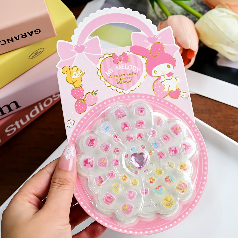 One Box Children's Nail Art Kit, Girls DIY Self-adhesive Backing Stickers, Cute My Melody Nail Tips