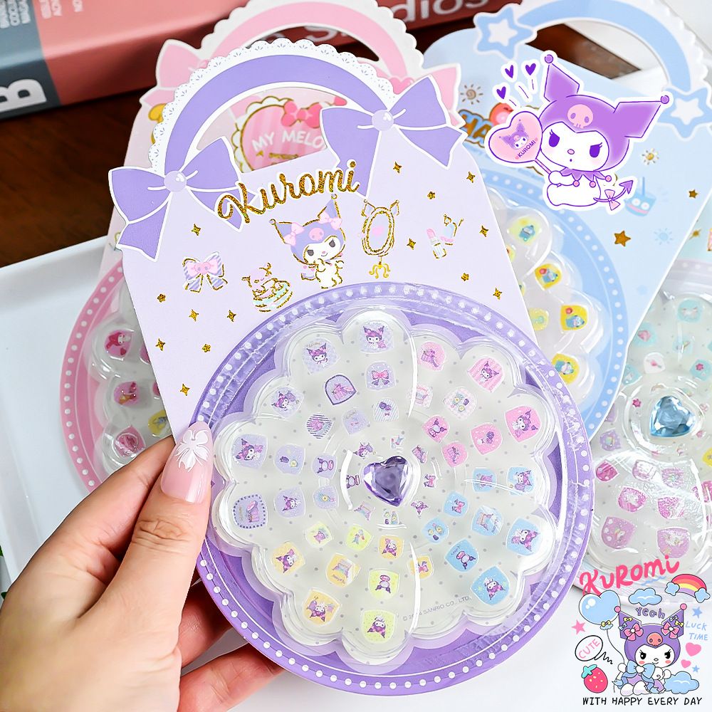 One Box Children's Nail Art Kit, Girls DIY Self-adhesive Backing Stickers, Cute My Melody Nail Tips